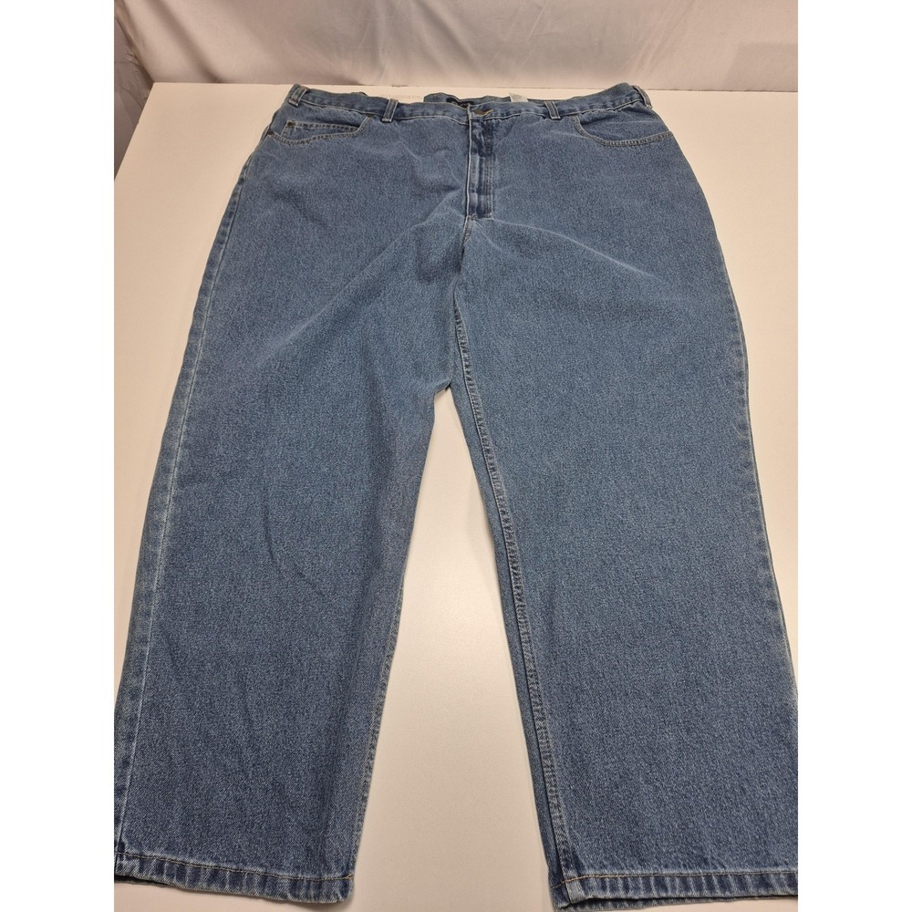 Harbor Bay Jeans Mens 50x30 Big Tall Blue Stonewash Loose Fit Straight Denim
